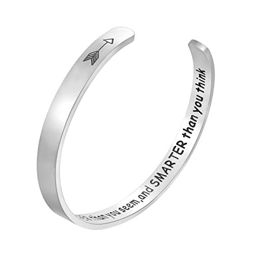 Fesciory Inspirational Bracelets for Women, Stainless Steel Cuff Bangle - color: Silver-28