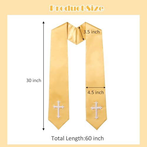 Clergy Stole & Choir Stole with Embroidered 60/72" - color: Gold, size: 72 inch
