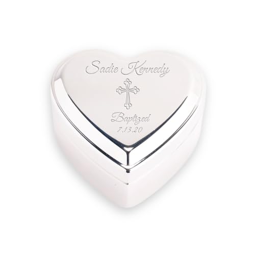 Cherished Moments Personalized Baptism Jewelry Box, Heart Keepsake - color: Silver-Baptism