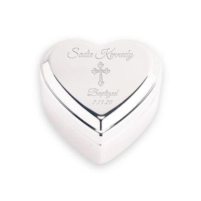Cherished Moments Personalized Baptism Jewelry Box, Heart Keepsake - color: Silver-Baptism