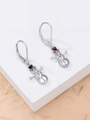 Dorunmo 925 Sterling Silver Dangle Drop Earrings for Women Holiday Earrings Hypoallergenic Halloween Christmas Jewelry Festival Gifts for Women - style: Christmas-Snowman-01