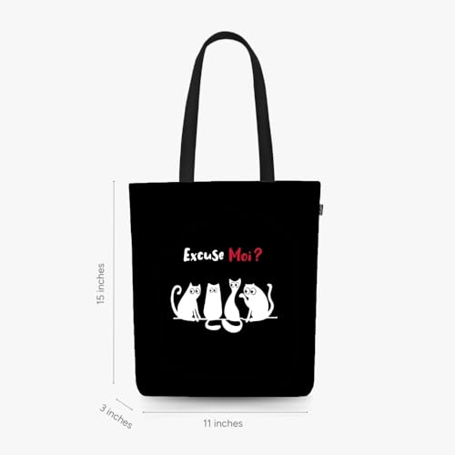 Ecoright Tote Bag for Women with Zipper, Small Tote Bag, Canvas Bag, Reusable Cotton Bag for Beach, Grocery, School & Work - color: Paws Off