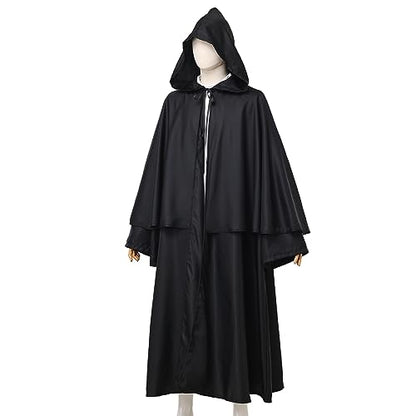 BLESSUME Friar Hooded Robe Monk Renaissance Priest Halloween Medieval Role Play Costume - color: Black, size: Medium