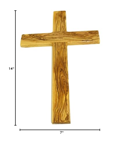 Holy Land Market Hand Carved Olive Wood Wall Cross 14 Inch - size: 14"L x 8"W