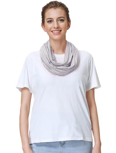 Lina & Lily Premium Modal Jersey Knit Women's Infinity Scarf Loop Lightweight - color: Light Gray