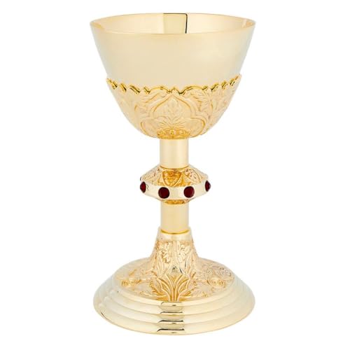 Church Gold Plated Brass Chalice & Paten, 16 Ounce, Anzio with Case - color: Anzio with Case