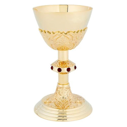 Church Gold Plated Brass Chalice & Paten, 16 Ounce, Anzio with Case - color: Anzio with Case
