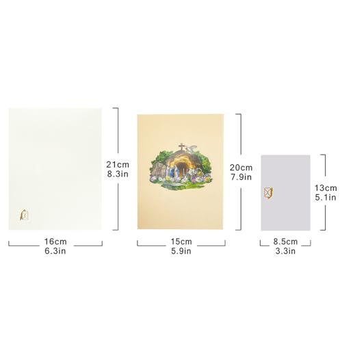 He Is Risen 3D Pop‑Up Easter Card – Christian Religious Greeting Card with Empty Tomb Scene, Cross & Floral Artwork – Scripture‑Inspired Easter Gift for Family, Friends, Church Members - color: YL301-3D