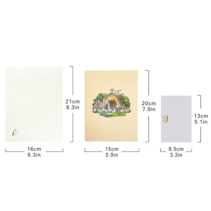 He Is Risen 3D Pop‑Up Easter Card – Christian Religious Greeting Card with Empty Tomb Scene, Cross & Floral Artwork – Scripture‑Inspired Easter Gift for Family, Friends, Church Members - color: YL301-3D