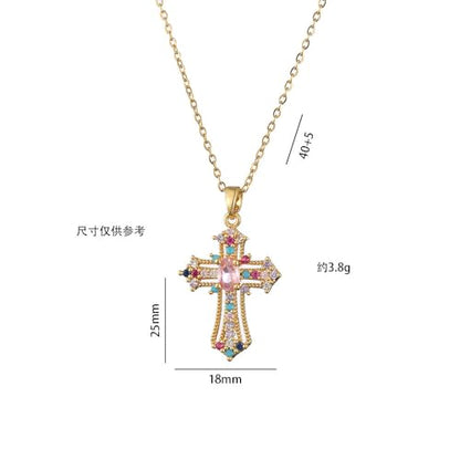 Exquisite Stainless Steel Cross Necklaces,A Perfect Blend of Gothic Style and Christian Faith, Suitable for Men and Women, Fashionable Accessories, Hypoallergenic Material - color: Colorful