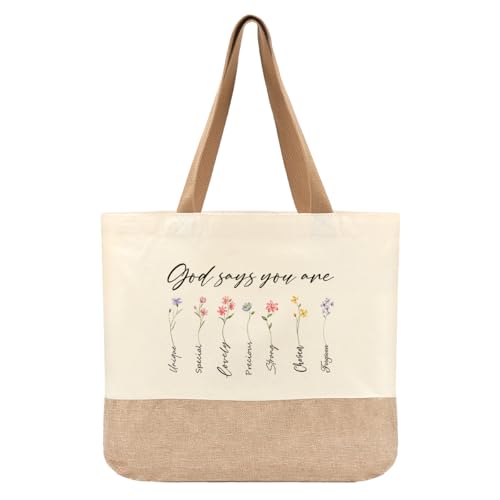Tote Bag, Gifts for Women Friends Girlfriend Coworker Wife Mom Reusable Tote Bags Birthday Thank You Gift - color: God Says