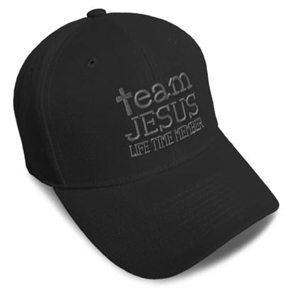 Custom Baseball Cap Team Jesus Life Time Member Christian God - color: Black Design Only