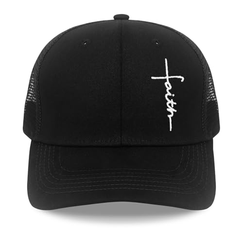 Christian Hats for Men Women, Faith Embroidered Cross Hat, Adjustable Baseball Cap, Religious Gifts for Birthday