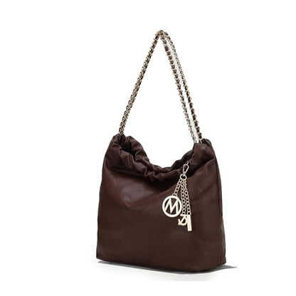 MKF Collection Shoulder Bag for Women, Vegan Leather Top Handle Pocketbook Large Hobo Bag Work Handbag Purse By Mia K - color: Celestine Coffee