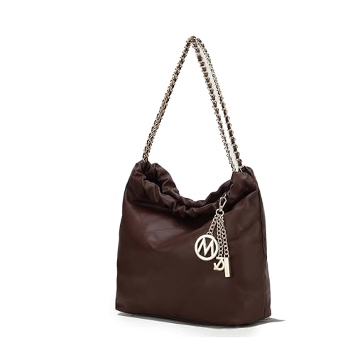 MKF Collection Shoulder Bag for Women, Vegan Leather Top Handle Pocketbook Large Hobo Bag Work Handbag Purse By Mia K - color: Celestine Coffee