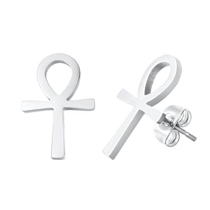 14K Yellow Gold Ankh Earrings For Women Men, The Key Of The Nile Ankh Pendant Symbol Sterling Silver Egyptian Jewelry For Men, Ankh Cross Drop Earrings Women Dangle Earrings Amulet Crucifix Egyptian Earrings For Women, Ankh Necklace Women - color: Namaste