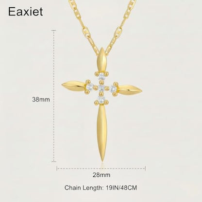 14K Gold Cross Necklace for Women Elegent Gold Cross Pendant Necklace Religious Jewelry Gift - style: G