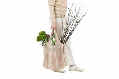 Pure Sage Reusable Grocery Bag - Stylish Shopping Bags for Groceries - Foldable Tote Bag - color: Natural Mood