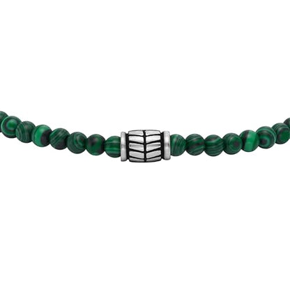 Fossil Men's Beaded Bracelet - color: Malachite/Green