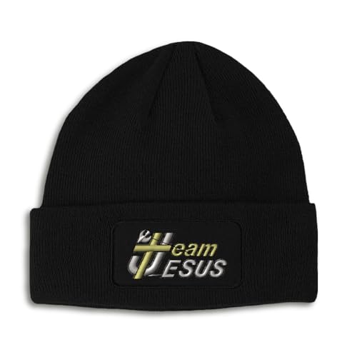 Patch Beanie Team Jesus with Cross Christian Christ Skull Cap Hats for Men & Women Winter One Size - color: Black Design Only