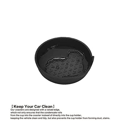 4 Pack Silicone Car Cup Holder Coasters, Universal Removable Vehicle Cup Holder Coasters for Most Cars, Trucks (Black) - color: Black