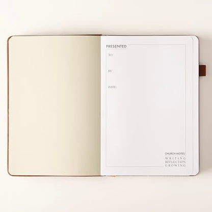 Church Notes Journal with Pen & Gift Box, A5 Sermon Notes Notebook - color: Brown