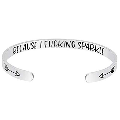 Fesciory Inspirational Bracelets for Women, Stainless Steel Cuff Bangle - color: Silver-22