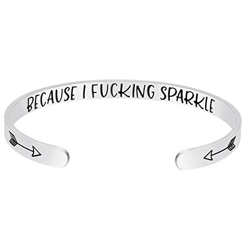 Fesciory Inspirational Bracelets for Women, Stainless Steel Cuff Bangle - color: Silver-22