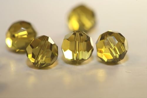 100pcs Adabele Austrian 4mm (0.16 Inch) Small Faceted Round Crystal Beads Khaki Green Compatible with Swarovski Crystals Preciosa - color: Khaki Green, size: 4mm Small (100pcs)