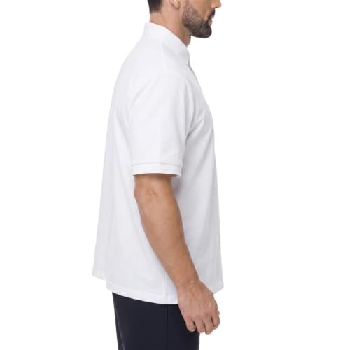 Men's Short Sleeve Clergy Polo Shirt Tab Collar Cotton Blend - color: White, size: Large