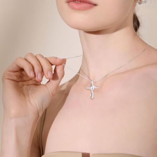Iefil Cross Necklace for Women - Birthstone Necklace for Women Wife Her - color: 08-August-Peridot Olive Green
