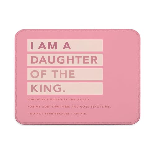 Pink Inspirational Christian Mouse Pad, Preppy I am a Daughter of The King Religious Bible Verse Mouse Pad for Work Computers Laptop Home Office Dorm Desk Accessories, 9.5x7.9 Inch - color: Interesting text Mouse pad K