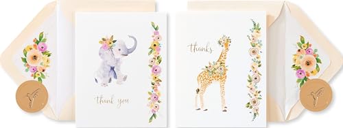 Papyrus Baby Thank You Cards with Envelopes, Elephant & Giraffe (20-Count) - color: Elephant & Giraffe
