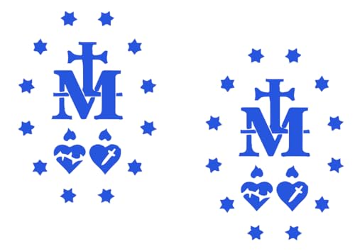 2 Pack - Miraculous Medal of Virgin Mary - Catholic Church | Car Decal Vinyl Sticker Graphics | 4 Inches Wide by 5.5 Inches Height HGC1573A.067 Blue - color: Blue, size: 4" Width by 5.5" Height