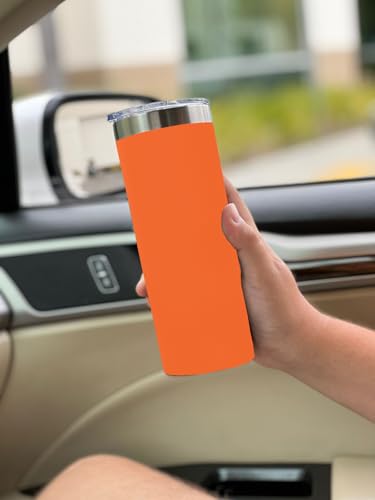 LaserGram Personalized 22oz Skinny Tumbler, Christian Cross (Orange) - color: Orange