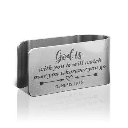 Genesis 28:15 Car Visor Clip, Religious Visor Clip for Right Side - color: Silver3