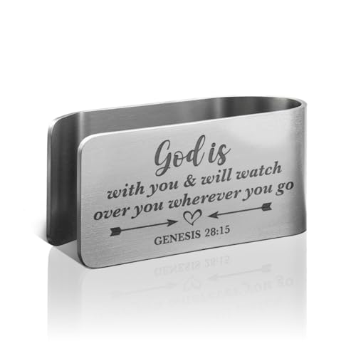Genesis 28:15 Car Visor Clip, Religious Visor Clip for Right Side - color: Silver3