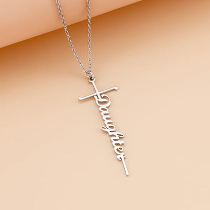 Lcherry Birthday Gifts for Grandma Mom Daughter Teacher Cross Necklace for Women Christian Necklaces Religious Gifts Jewelry for Women Mother's Day - style: Daughter