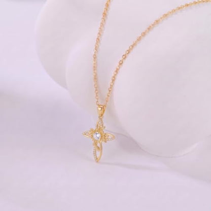KQ&TTENG 14k Gold Plated Four Leaf Clover Necklace Irish Jewelry Wedding Anniversary Birthday Gifts for Women Wife Mom Girlfriend - color: A07