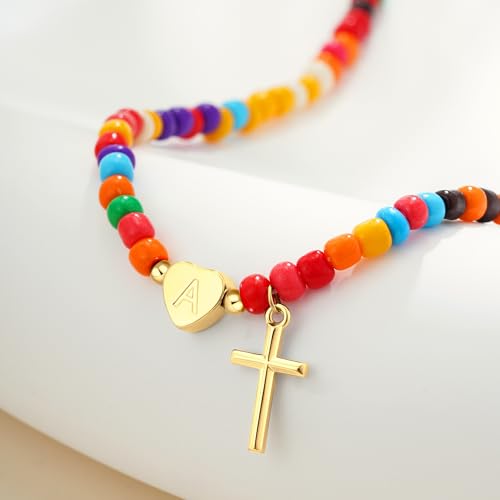 18K Gold Plated Colorful Initial Necklaces for Girls Women Kids - color: GOLD-H