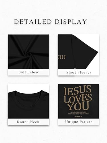 Eatbook Christian Shirts for Men Faith Over Fear Religious Tshirt - color: Black-jesus, size: Small