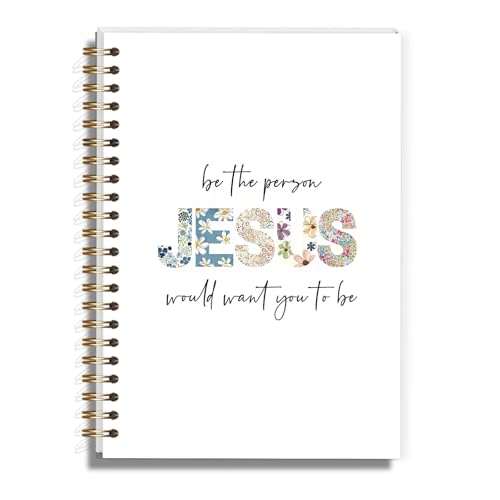 Bible Prayer Journal for Women, Floral Jesus Christian Gifts for Teen Girls, Aesthetic Hardcover Spiral Notebook for Bible Note Taking Supplies - 5.5x8.3 - A15 - style: Christian JESUS