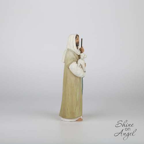 Good Shepherd Statue Jesus Holding Lamb 9.5inch Religious Modern Home Decor Figurine Indoor Tabletop Religious Gift - size: 9.5inch