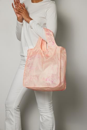 Pure Sage Reusable Grocery Bag - Stylish Shopping Bags for Groceries - Foldable Tote Bag - color: Pink Starburst
