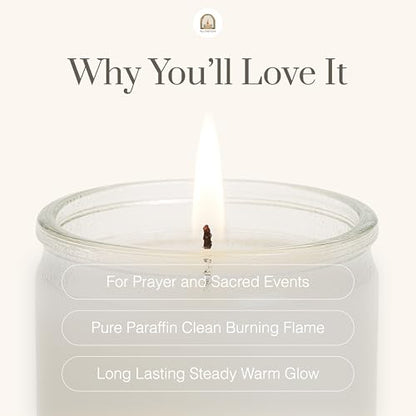 3pk White Blanco 90hr | 7-Day Prayer Candles - Glass Jar Veladoras, Unscented Paraffin Wax | Peace, Purity & Protection Novena - Catholic Hispanic Church Altar, Memorial Vigil & Baptism Gifts - color: White