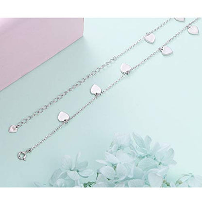 DAOCHONG Women S925 Sterling Silver Disc Statement Choker Necklace - style: Love Heart