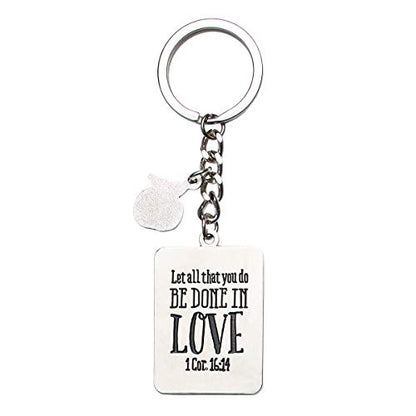 Christian Art Gifts Teacher Appreciation Keychain with Scripture: Inspirational Bible Verse Split Metal Keyring Accessory - color: Pink