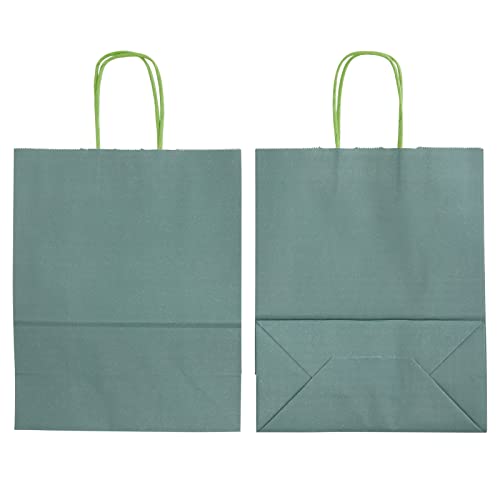 BLUE PANDA 25-Pack Dark Green Gift Bags with Handles, 8x4x10-Inch Paper Goodie Bags for Party Favors and Treats, Birthday Party Supplies