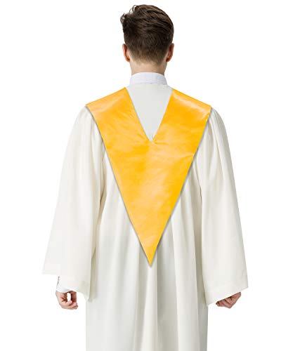 IvyRobes Unisex V Shape Solid-Colored Choir Stole with Cross - color: Gold