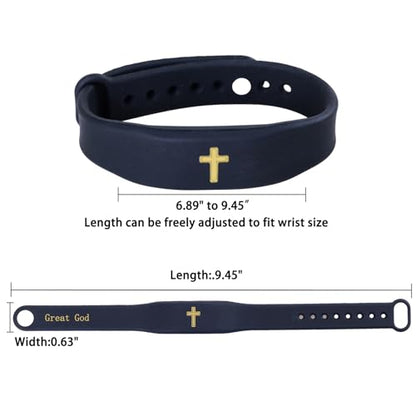 Daily Bible Verse Bracelet, jesus bracelets, Adjustable Inspirational Bracelet, christian bracelet,Christian Gift for Men and Women. - color: Black